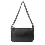 Bolsa Tiracolo Preta Níquel em Couro Spikes Pequena