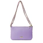 Bolsa Tiracolo Lilás Candy em Couro Spikes Pequena