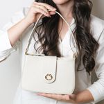 Bolsa Tiracolo Off White em Couro Pequena Mari