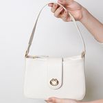 Bolsa Tiracolo Off White em Couro Pequena Mari