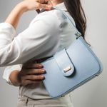 Bolsa Tiracolo Azul Candy em Couro Pequena Mari