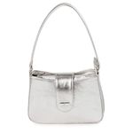 Bolsa Tiracolo Prata em Couro Pequena Mari