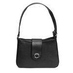 Bolsa Tiracolo Preta em Couro Pequena Mari