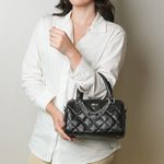 Bolsa Baú Preta Em Couro Pequena