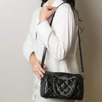 Bolsa Baú Preta Em Couro Pequena