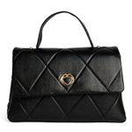 Bolsa Tote Preta Couro Alça Transversal Removível Média