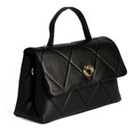 Bolsa Tote Preta Couro Alça Transversal Removível Média