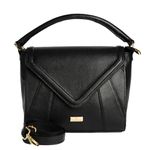 Bolsa Tote Preta Couro Alça Transversal Removível Média