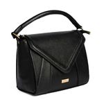 Bolsa Tote Preta Couro Alça Transversal Removível Média