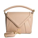 Bolsa Tote Bege Couro Alça Transversal Removível Média