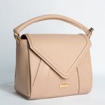 Bolsa Tote Bege Couro Alça Transversal Removível Média