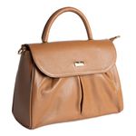 Bolsa de Mão Caramelo em Couro com Alça Tiracolo Média
