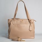 Bolsa Tiracolo Bege Couro Alça Removível Grande