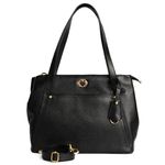 Bolsa Tiracolo Preta Couro Alça Removível Grande