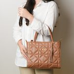 Bolsa Tote Caramelo Couro Metalassê