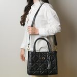 Bolsa Tote Preta Couro Metalassê