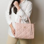 Bolsa Tote Bege Couro Metalassê