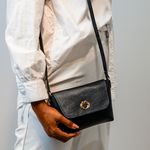 Bolsa Tiracolo Preta Em Couro Pequena