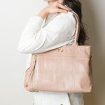 Bolsa Tiracolo Bege Couro Alça Removível Grande