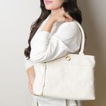 Bolsa Tiracolo Off White Couro Alça Removível Grande