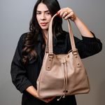 Bolsa Tote Bege Couro
