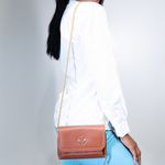 Bolsa Jana Night Marrom Conhaque Couro Pequena