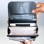 Bolsa Jana Night Preta Couro Verniz Pequena