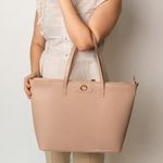 Bolsa Shopping Bege Couro Grande Aline