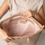 Bolsa Shopping Bege Couro Grande Aline