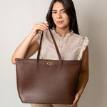 Bolsa Shopping Marrom Couro Grande Aline
