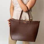 Bolsa Shopping Marrom Couro Grande Aline