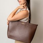 Bolsa Shopping Marrom Couro Grande Aline