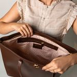 Bolsa Shopping Marrom Couro Grande Aline