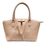 Bolsa Shopping Bege Couro Grande