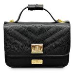 Bolsa Tiracolo Preta Débora Couro Pequena