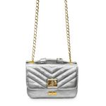 Bolsa Tiracolo Prata Débora Couro Pequena