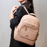 Mochila Feminina Bege Couro
