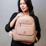 Mochila Feminina Bege Couro