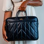 Pasta Preta Em Couro Matelassê Grande