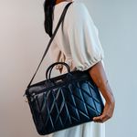 Pasta Preta Em Couro Matelassê Grande