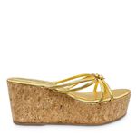 Sandália Plataforma Dourada Couro