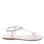 Sandália Rasteira Off White Trança Couro