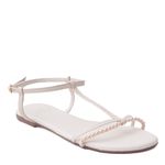 Sandália Rasteira Off White Trança Couro
