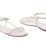 Sandália Rasteira Off White Trança Couro
