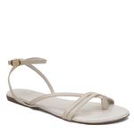 Sandália Rasteira Off White Tiras Couro