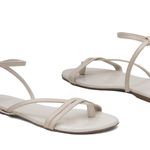 Sandália Rasteira Off White Tiras Couro