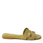 Sandália Rasteira Verde Pistache Hellen Couro