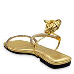 Sandália Rasteira Dourada Strass Couro