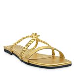 Sandália Rasteira Dourada Trançada Couro