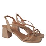 Sandália Mel Salto Bloco Couro